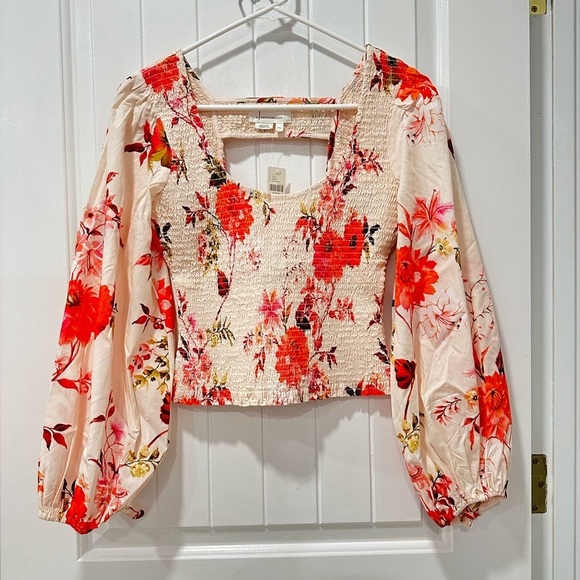 NWT Anthropologie Maeve Smocked Long-Sleeve Floral Top - Picture 4 of 8